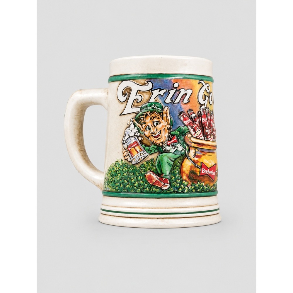 VTG Budweiser 1992 StPatricks Day Stein Erin Go Bud Leprechaun Ceramarte‎ Brazil